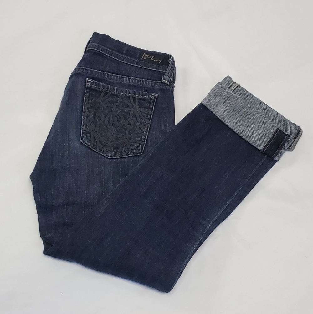 Citizens of Humanity Ava Stretch Straight Leg Cropped Cuffed Hem Low Rise Jeans